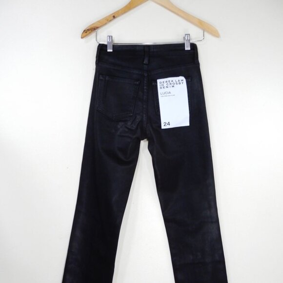 Derek Lamb 10 Crosby Lucia High Rise Split Hem JEANS 24 Coated Black NEW $285 - Picture 11 of 14